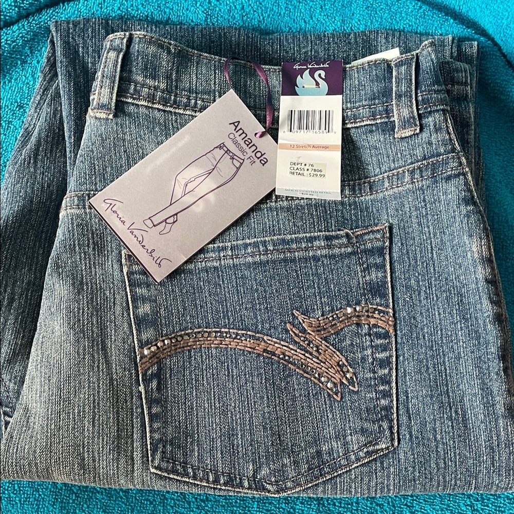 Gloria Vanderbilt Amanda Straight Leg Jeans - Blue - Size 12